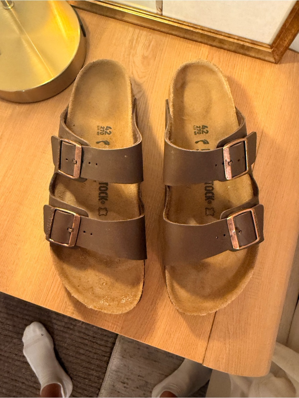 Birkenstock Brown Double Strap Cork Footbed Sandals